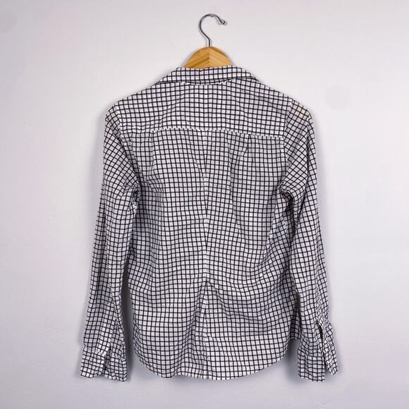Frank & Eileen Barry Tailored Button-Up Shirt in Black/White Check Print Small - Picture 6 of 6